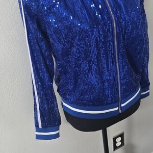 Sparkling Blue Sequin Bomber Jacket